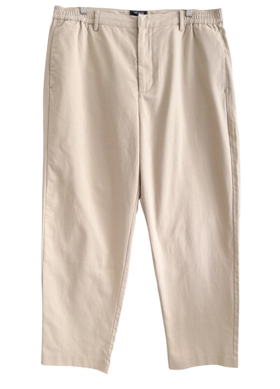 Todd Snyder Chino Pants XL Cotton Elastic Waist Beige 38x30 Italian Fabric
